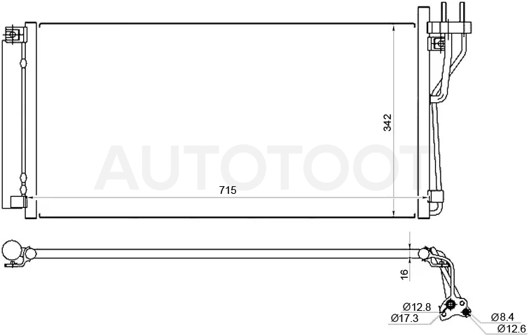 Радиатор кондиционера Hyundai Sonata 04-10 / Kia Optima 05-10 / Hyundai Grandeur 05-09 / Kia Magentis 06-10