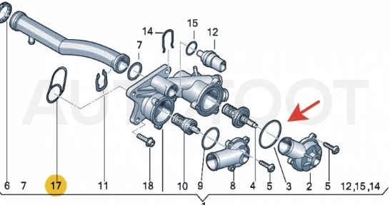 Кольцо фланца №2 -03C121119C Vag для VOLKSWAGEN JETTA, VOLKSWAGEN POLO