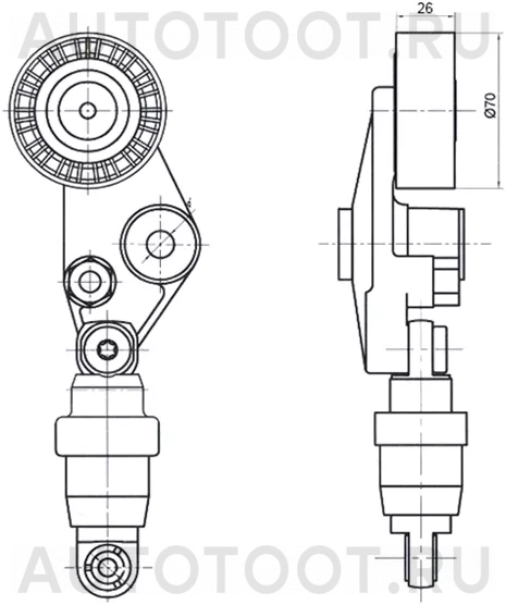 Натяжитель приводного ремня SSANG YONG ACTYON/KYRON/REXTON 2,0D 01 - Артикул ST6652000070 - Производитель Sat - Фото, Отзывы, Цены