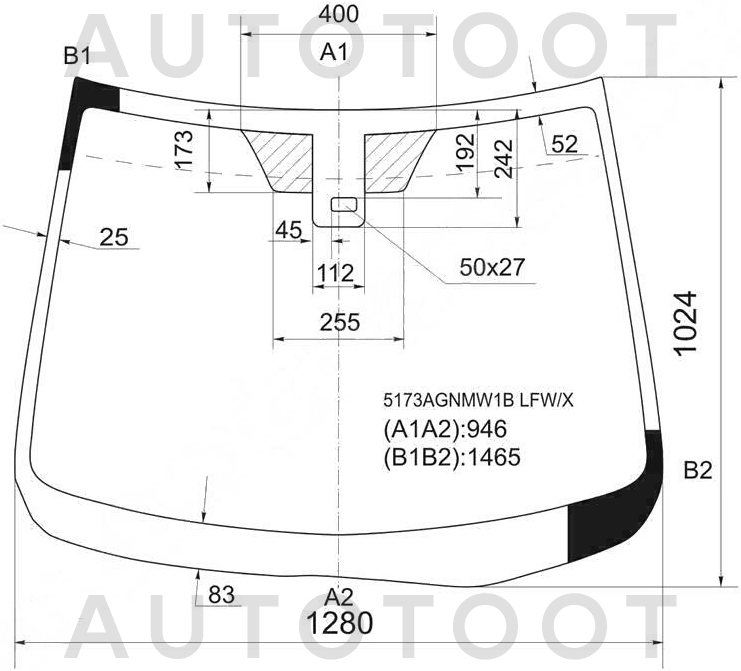 Стекло лобовое в клей -  для MAZDA 2 (DEMIO)