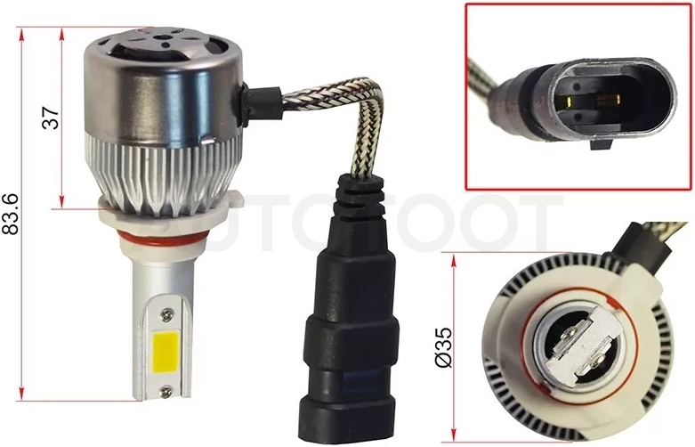 Лампа (HB3/ LED/ Комплект/ 36W 3800LM)