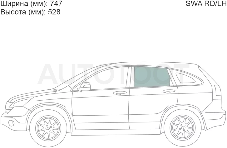 Стекло боковое опускное (Сзади/ Слева/ Цвет зеленый) Honda CR-V 06-12