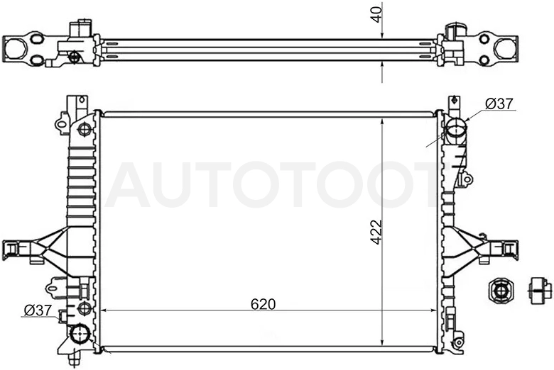 Радиатор Volvo S60 00-10 / S80 98-06 / V70 00-07 / XC70 00-07 - Артикул VL0003 - Производитель Sat - Фото, Отзывы, Цены