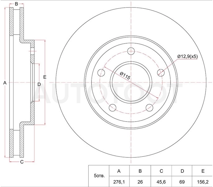 Диск тормозной передний -0986479783 BOSCH для MITSUBISHI LANCER