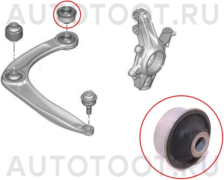 Сайлентблок переднего рычага задний -BH42001 Jikiu для PEUGEOT 307