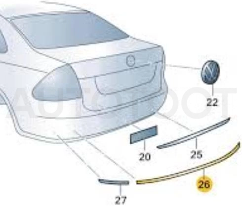 Молдинг заднего бампера центральный (хром) -NSP086RF853835A Nsp для VOLKSWAGEN POLO
