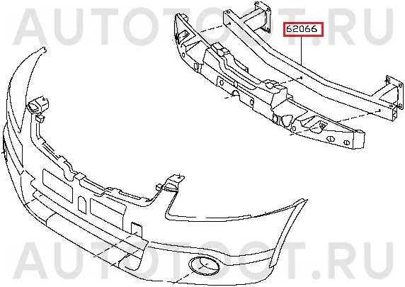 Усилитель переднего бампера верхняя часть -DS44294A Tyg для NISSAN QASHQAI