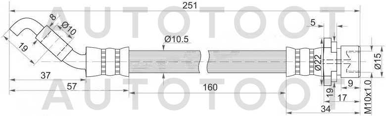 Шланг тормозной задний левый=правый (левый руль) -ST9094702E88 Sat для TOYOTA COROLLA, TOYOTA RUNX