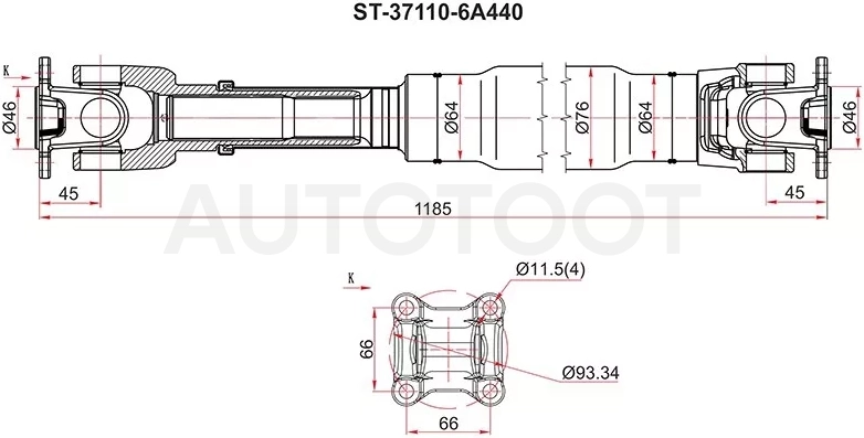 Вал карданный зад TOYOTA 4RUNNER/HILUX SURF/LAND CRUISER 02 - Артикул ST371106A440 - Производитель Sat - Фото, Отзывы, Цены