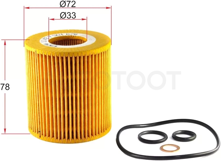 Фильтр масляный (картридж) BMW 1 E81/E82/E87/E88/3 E46/E90/E91/E92/E93/5 E60/E61/X1 E84/X3 E83/Z4 E8