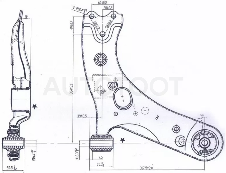 Рычаг нижний TOYOTA PRIUS 12-/COROLLA/RUMION/MARK X/AURIS/BLADE/SCION/ZELAS/LEXUS HS250H 06- RH