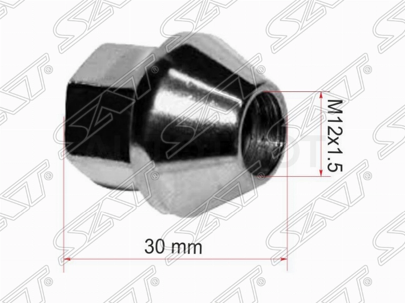 Гайка колесная M12*1.5 -ST1678260 Sat для FORD C-MAX, FORD FOCUS, FORD MONDEO, FORD KUGA, FORD FIESTA