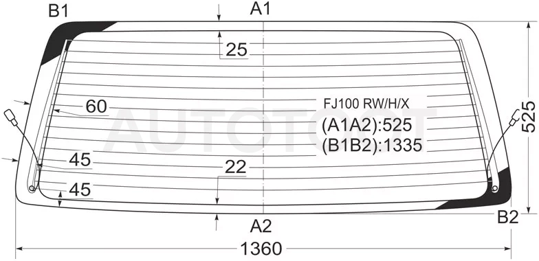 Стекло заднее (Цвет зеленый/ Обогрев) Toyota Land Cruiser (J100) 98-07 / Lexus LX 98-07
