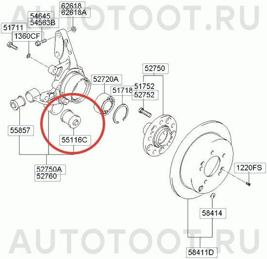 Сайлентблок задней продольной тяги задний 2wd/4wd -ST5511625000 Sat для KIA SPORTAGE, CHEVROLET LACETTI, DAEWOO GENTRA