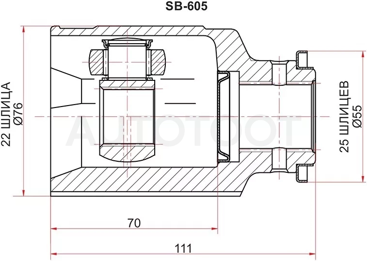 Шрус (Спереди/ Внутр) Subaru Forester 97-02 / Impreza 92-00 / Legacy 89-98 / Outback 94-99