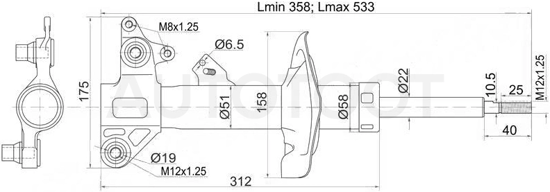 Амортизатор передний левый -DG11003 Miles для NISSAN PRIMERA