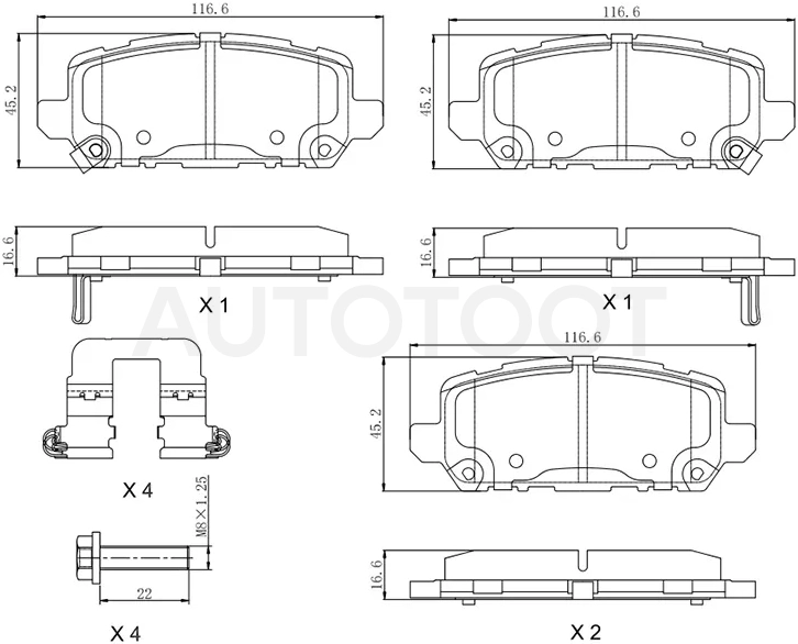 Колодки тормозные (Сзади) Honda Accord 12-16 / Vezel 13-21