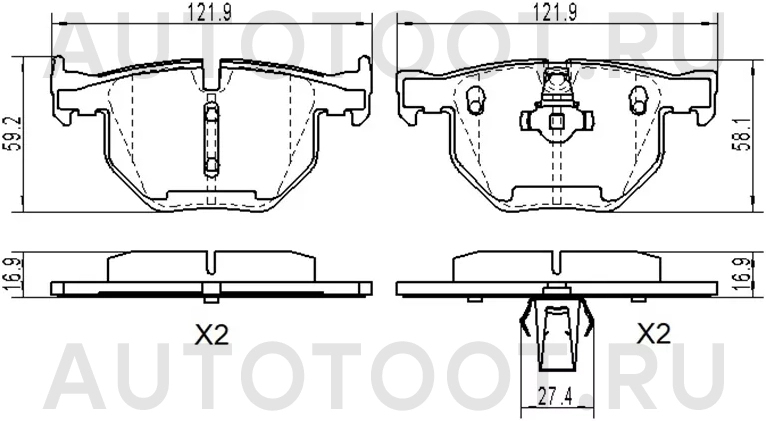 Колодки тормозные (Сзади) BMW 5-Series 03-10 / 6-Series 03-10 - Артикул ST34216763044 - Производитель Sat - Фото, Отзывы, Цены