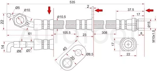 Шланг тормозной задний (Таиланд) TOYOTA CAMRY/VISTA 92-98 #V33/SV42 RH=LH