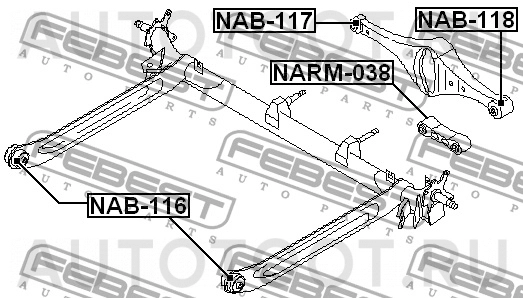 Сайлентблок балки моста задний левый -NAB118 Febest для NISSAN CEFIRO, NISSAN MAXIMA