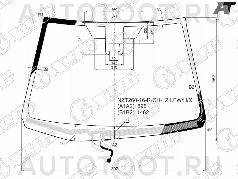 Стекло лобовое с камерой и обогревом щеток TOYOTA PREMIO /ALLION 16- -  для TOYOTA ALLION
