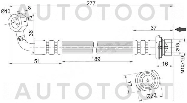 Шланг тормозной задний правый -ST9094702G15 Sat для TOYOTA LAND CRUISER PRADO