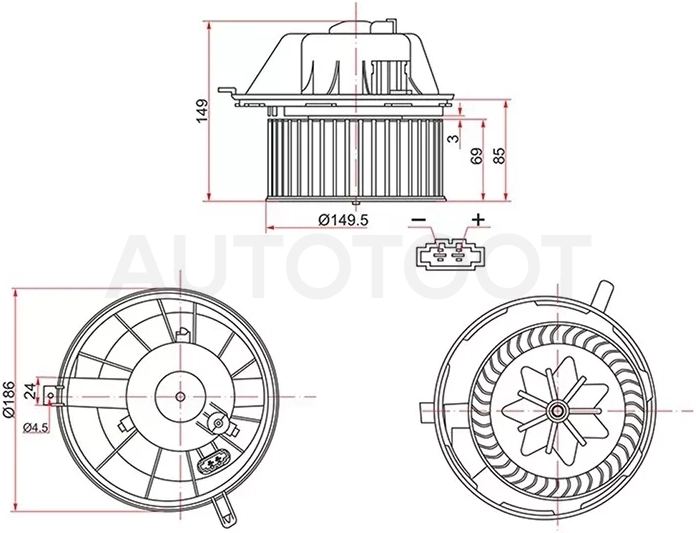 Мотор отопителя салона (Левый руль) Audi A3 03-13 / Q3 11-19 - Артикул ST1K1819015 - Производитель Sat - Фото, Отзывы, Цены