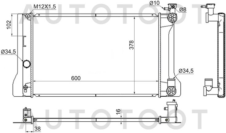 Радиатор охлаждения 1NZ / 2ZR / 3ZR -TY00011401 Sat для TOYOTA ALLION, TOYOTA COROLLA FIELDER