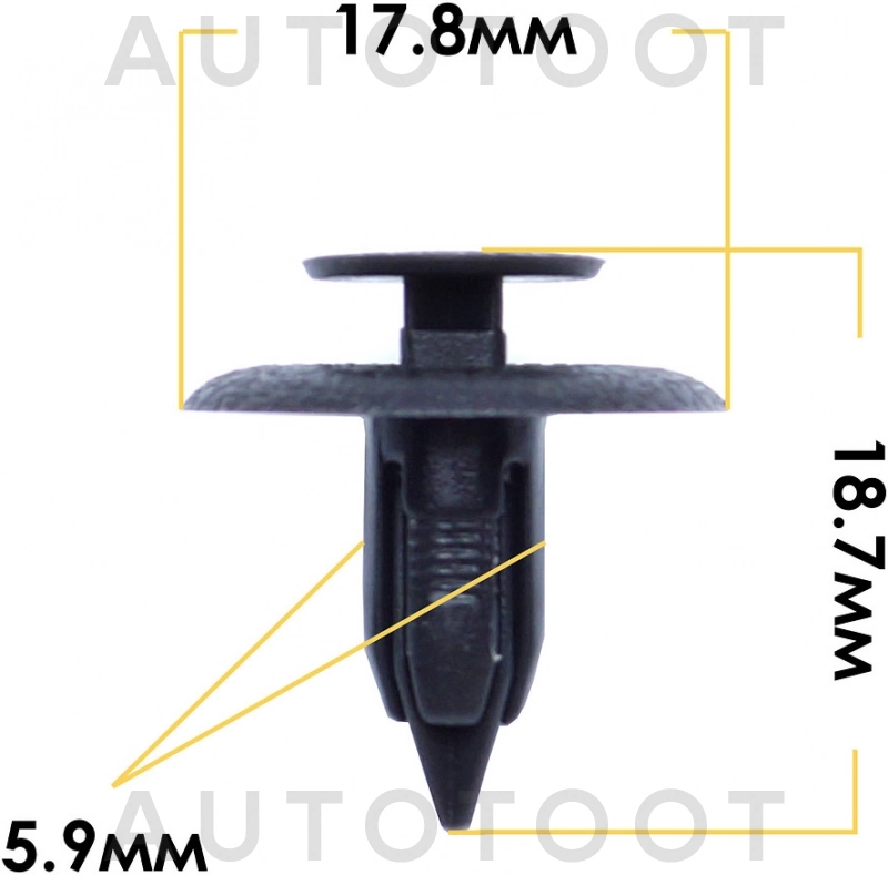 Клипса GJ21-68-885B-02 -KJ2065 Masuma для MAZDA 323 (FAMILIA), MAZDA 626 (CAPELLA), MAZDA 6 (ATENZA), MAZDA 3 (AXELA), MAZDA CRONOS, MAZDA CX-5, MAZDA CX-7, MAZDA 2 (DEMIO), MAZDA 5 (PREMACY)