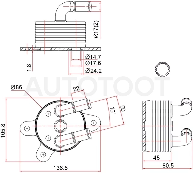 Радиатор масляный АКПП MAZDA 3 13-/MAZDA 6 12-/CX-5 11
