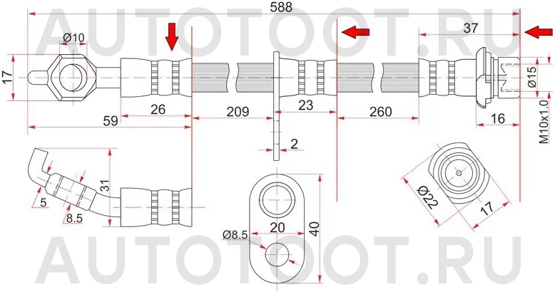Шланг тормозной перед (Таиланд) TOYOTA CAMRY/VISTA 94-98 RH - Артикул ST9094702792 - Производитель Sat - Фото, Отзывы, Цены