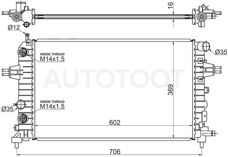 Радиатор Opel Astra 04-13 / Zafira 05-14 / Astra Family 11-14 / Astra GTC 04-15