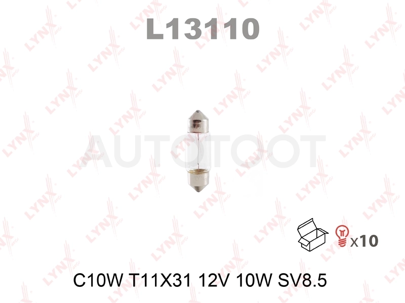 Лампа C10W LYNXauto 12V SV8.5 T11X31