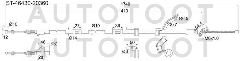 Трос ручника левый 4WD -ST4643020460 Sat для TOYOTA CALDINA, TOYOTA CARINA, TOYOTA CORONA, TOYOTA CARINA E, TOYOTA CORONA PREMIO