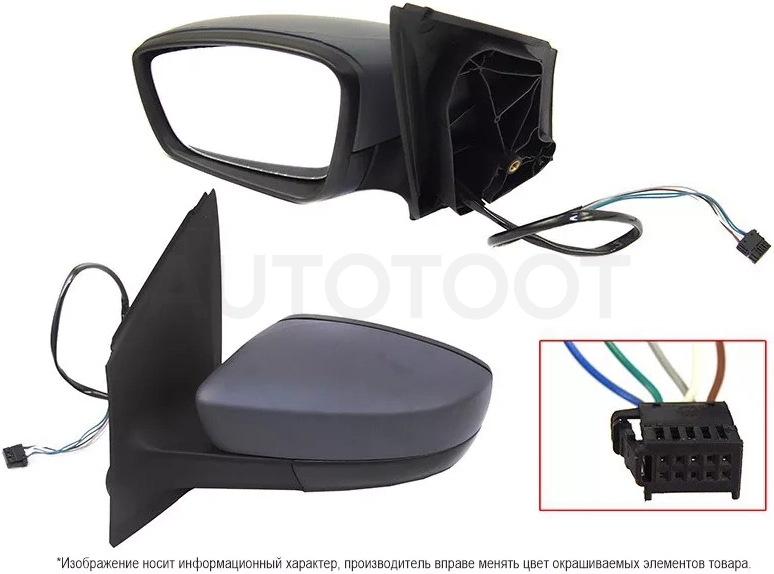 Зеркало Volkswagen Polo 09-20 (Слева/ Обогрев/ Регулировка/ 5 контактов) - Артикул STVWP5940A2 - Производитель Sat - Фото, Отзывы, Цены