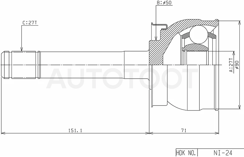 Шрус (Спереди/ Наруж) Nissan Pathfinder 95-04 / Terrano 86-96 / Caravan 86-01 / Datsun 85-96