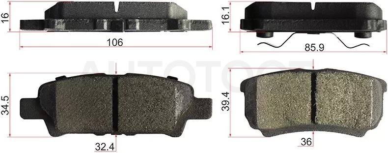 Колодки тормозные (Сзади) Mitsubishi Lancer 02-17 / Outlander 02-12 / Dodge Caliber 06-12 / Jeep Compass 06-15 / Liberty 01-07 / Mitsubishi Airtrek 01-05 / Galant Fortis 07-15 / Lancer Cedia 00-03 / Lancer Evolution 07-17