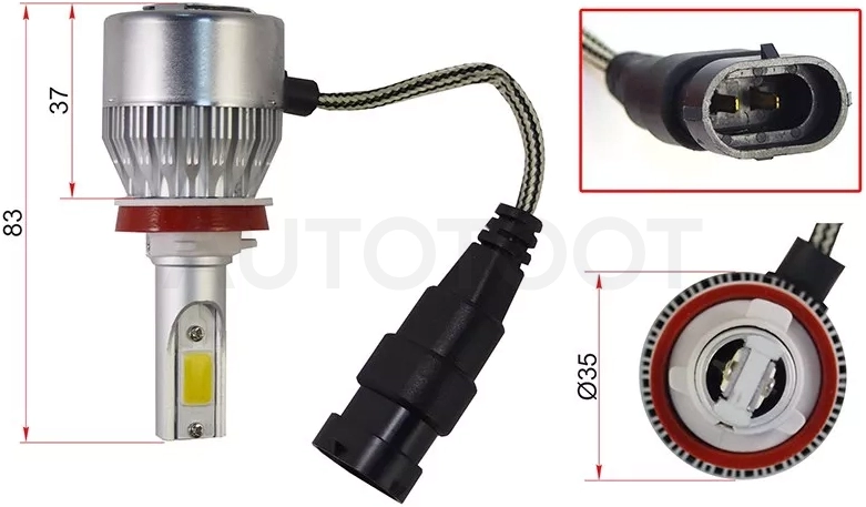 Лампа (H8/H11/ LED/ Комплект/ 38W 3800LM) - Артикул STH11LED - Производитель Sat - Фото, Отзывы, Цены