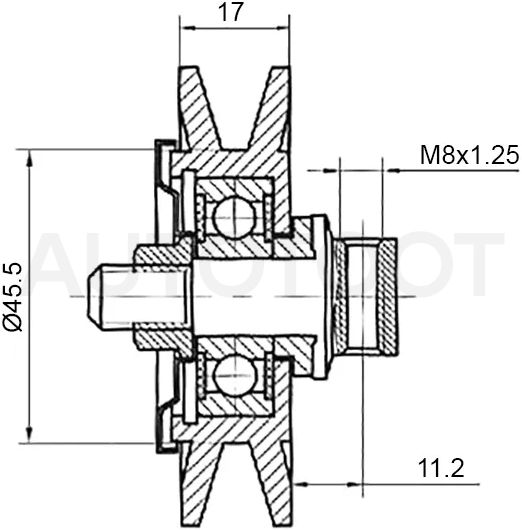 Ролик приводного ремня натяжителя кондиционера TOYOTA 1KZ/2L/3L/5L/1B/15B/3B/1FZ