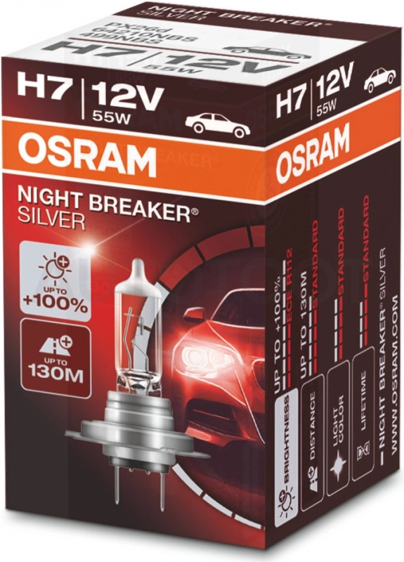Лампа H7 12V 55W NIGHT BREAKER SILVER +100% больше света