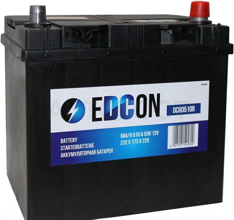 Аккумулятор EDCON 60Ah 510A обратная полярность(-+)