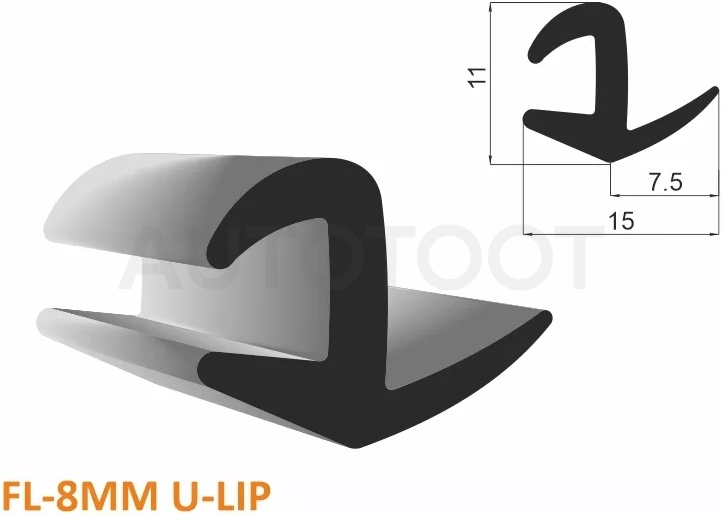Молдинг универсальный - бухта 30 м.(цена за 1метр) FL-8MM U-LIP