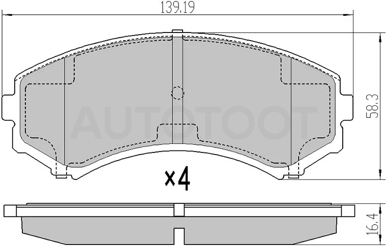 Колодки тормозные (Спереди) Mitsubishi Pajero 91-20 / Mazda Bongo Friendee 95-01 / B-Series 98-06 / MPV 95-99 / Mitsubishi Grandis 03-09 / Montero 00-06 / Proudia 99-01