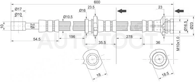 Шланг тормозной задний левый -ST462102F206 Sat для NISSAN PRIMERA