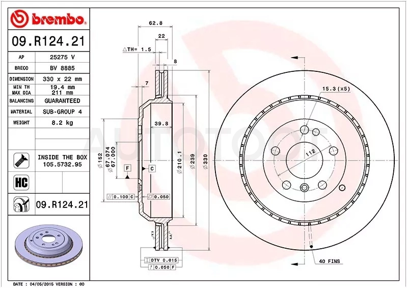 Диск тормозной (Сзади) Mercedes-Benz M-Class 05-11 / GL-Class 06-12 / R-Class 05-13
