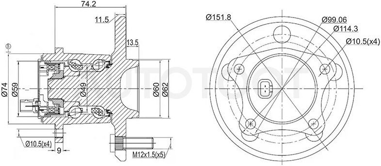 Ступичный узел задн./прав TOYOTA WINDOM MCV30/CAMRY ACV40 - Артикул ST4245006040 - Производитель Sat - Фото, Отзывы, Цены