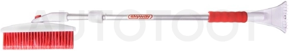 Щетка от снега со скребком 76-112 см SKYWAY с телескопической ручкой, с распушенной щетиной с поворотным механизмом