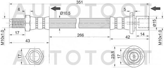 Шланг тормозной задний промежуточный -ST9094702C59 Sat для TOYOTA LAND CRUISER PRADO