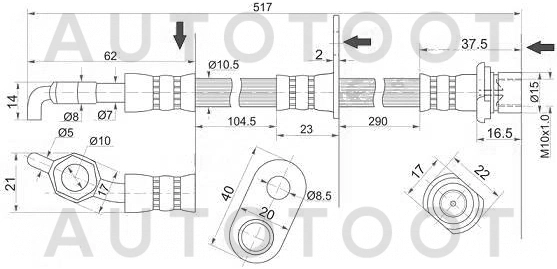Шланг тормозной задний левый -  для TOYOTA CAMRY, TOYOTA SCEPTER, TOYOTA CARINA, TOYOTA CARINA E, TOYOTA CORONA, TOYOTA HARRIER, LEXUS RX300