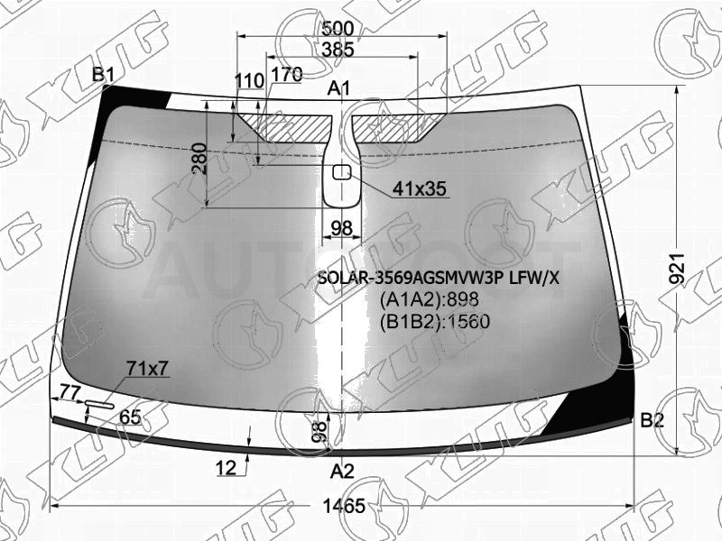 Стекло лобовое атермальное +дд в клей FORD MONDEO 4 /5D 07-09 (Solar-X защита от ультрафиолета)